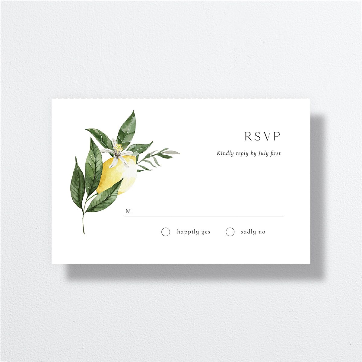Botanical Lemon All-in-One Wedding Invitations rsvp