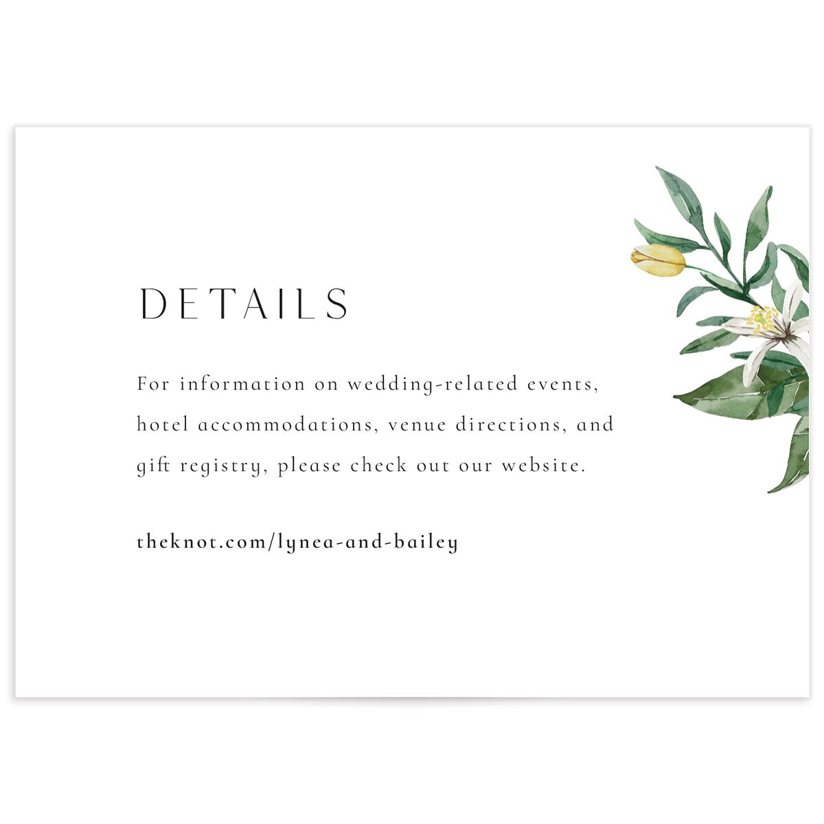 Botanical Lemon Wedding Enclosure Cards