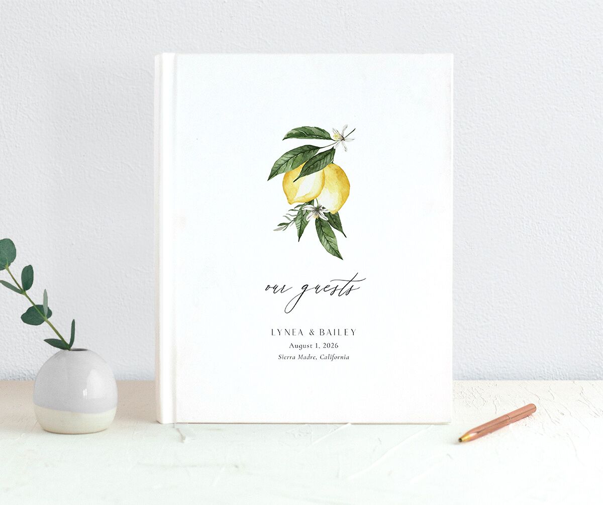 Botanical Lemon Wedding Guest Book front
