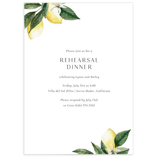 Botanical Lemon Rehearsal Dinner Invitations - 
