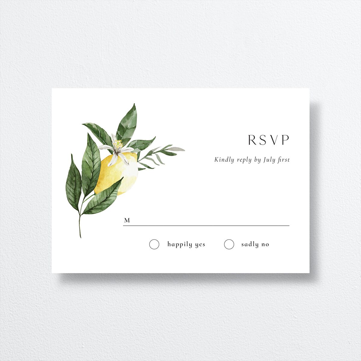 Botanical Lemon Wedding Response Cards front