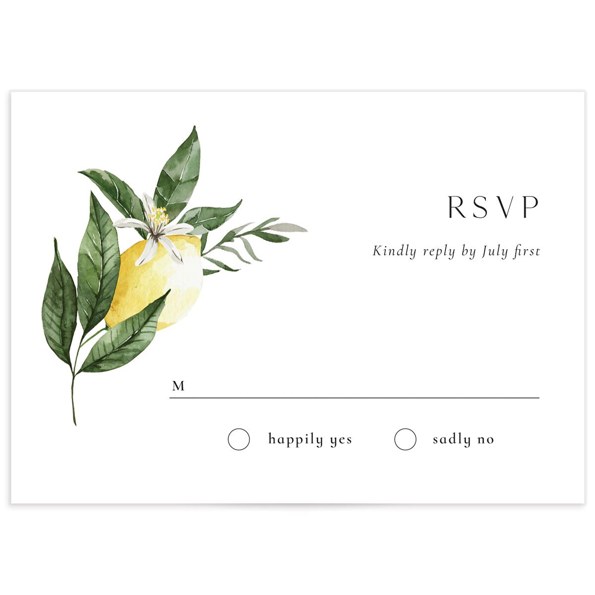 Botanical Lemon Wedding Response Cards