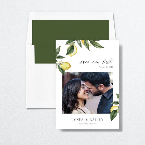 Botanical Lemon Save The Date Cards Buttercup Signature smooth No