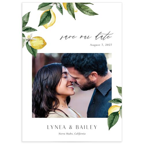 Botanical Lemon Save The Date Cards Buttercup Signature smooth No