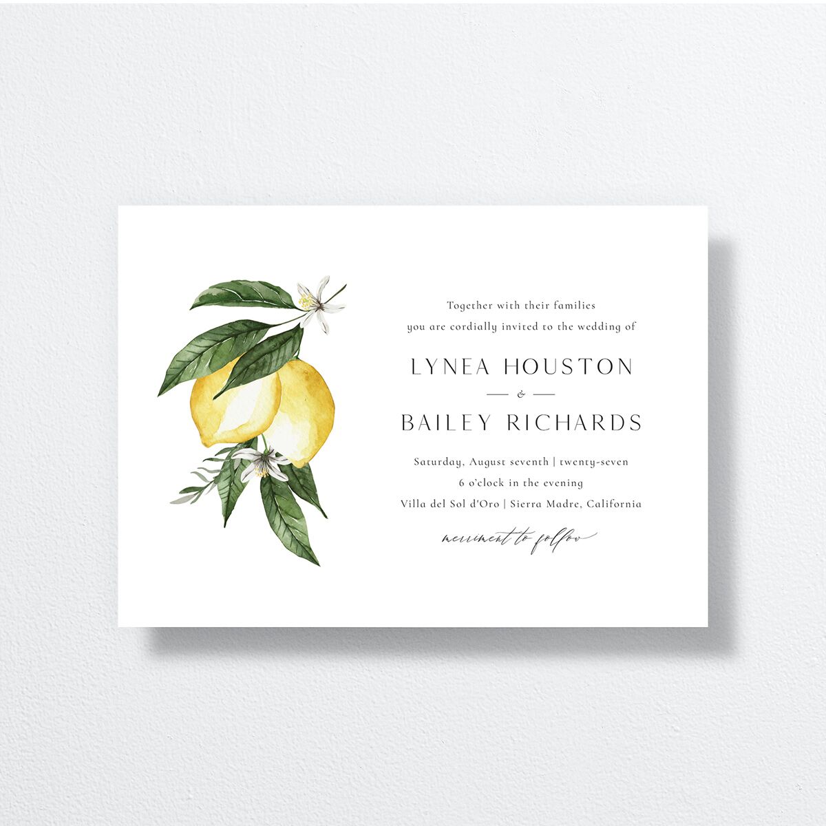 Botanical Lemon Wedding Invitations Buttercup Signature No