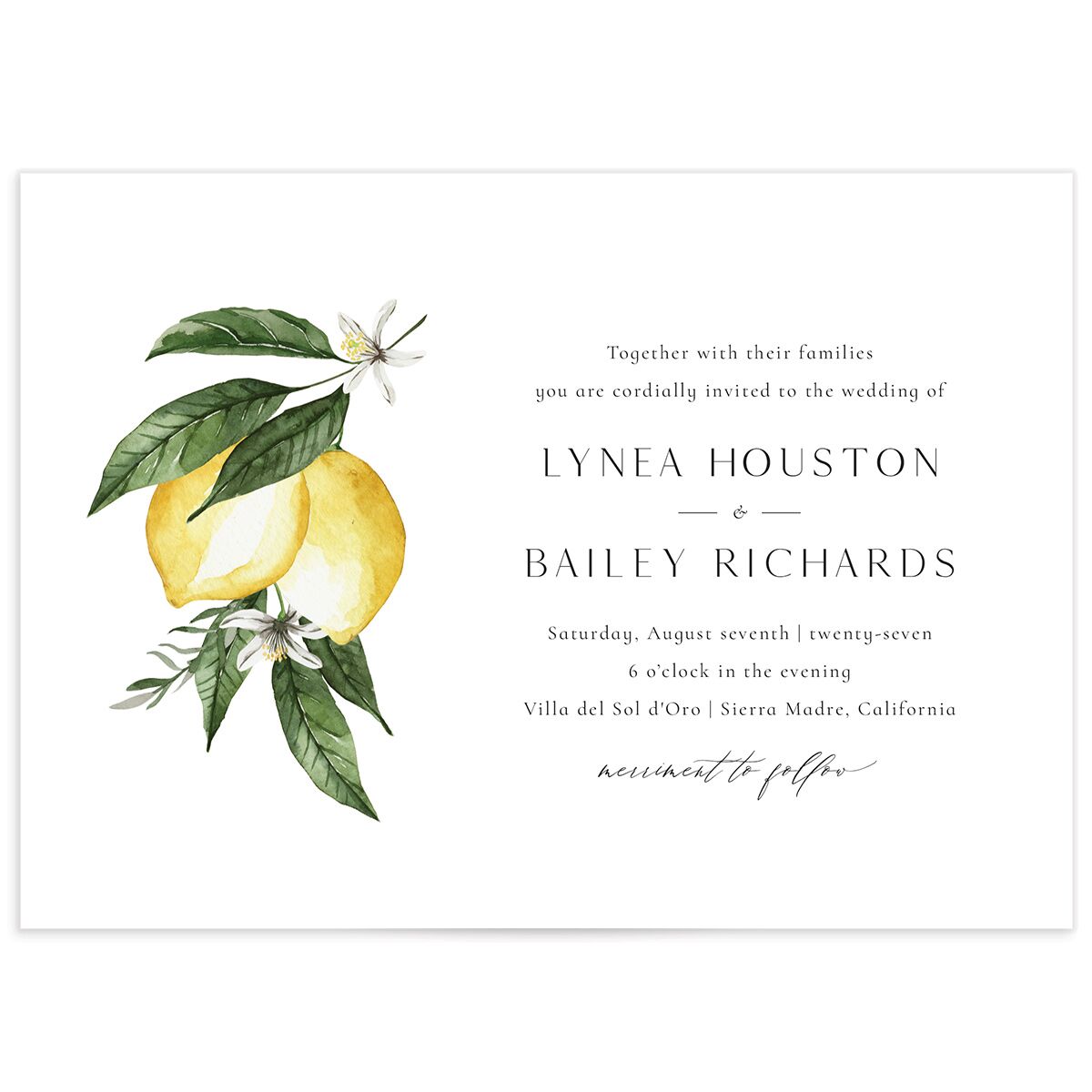 Botanical Lemon Wedding Invitations
