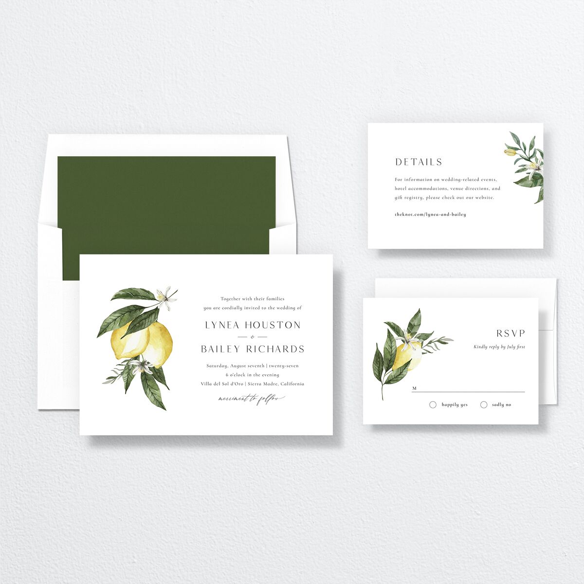 Botanical Lemon Wedding Invitations Buttercup Signature No