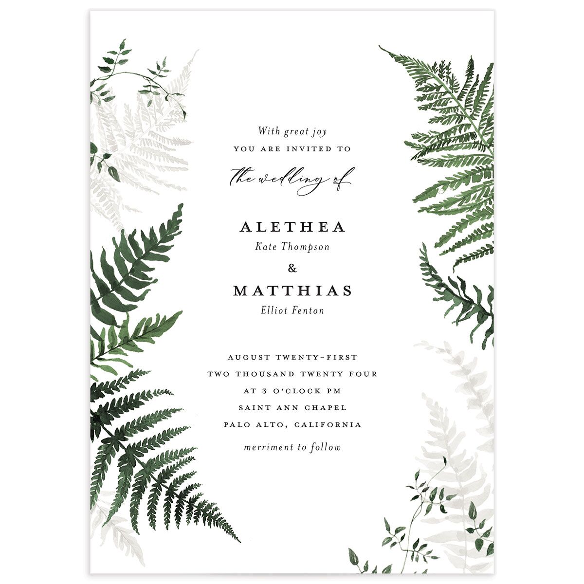 Woodsy Ferns Wedding Invitations