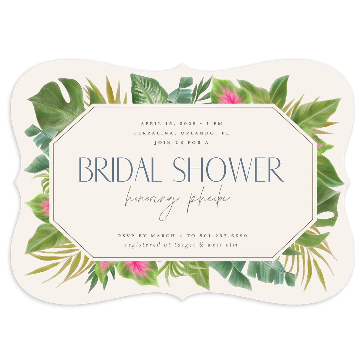 Tropical Frame Bridal Shower Invitations