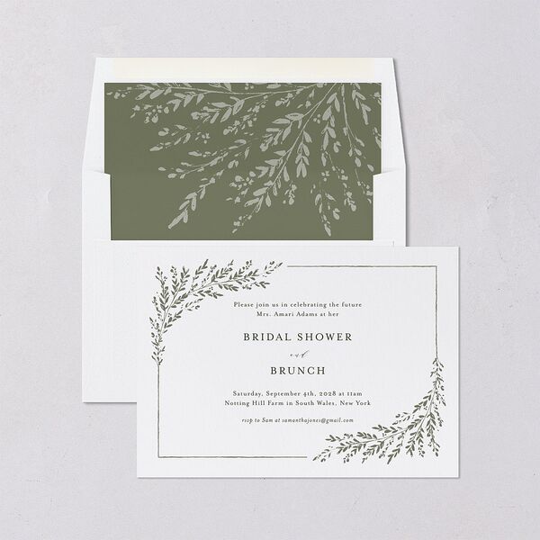 Rustic Branch Frame Bridal Shower Invitations Pure White Signature Blank