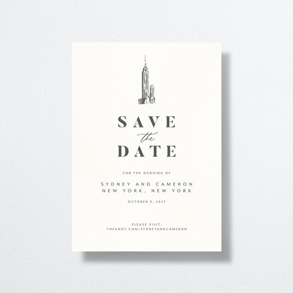 Love in NYC Save The Date Cards Medieval Grey Signature smooth No