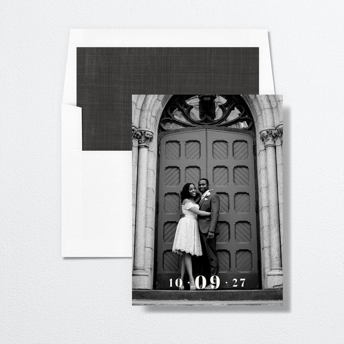 Love in NYC Save The Date Cards Medieval Grey Signature smooth No