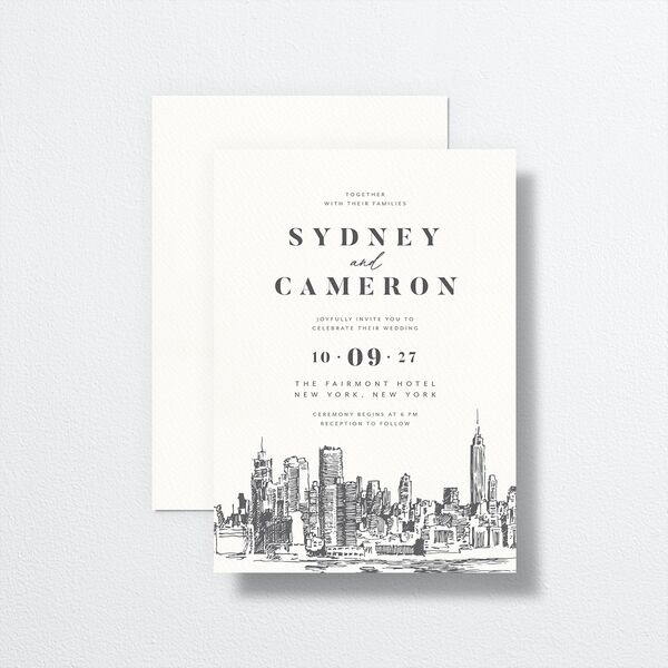 Love in NYC Wedding Invitations Medieval Grey Signature No