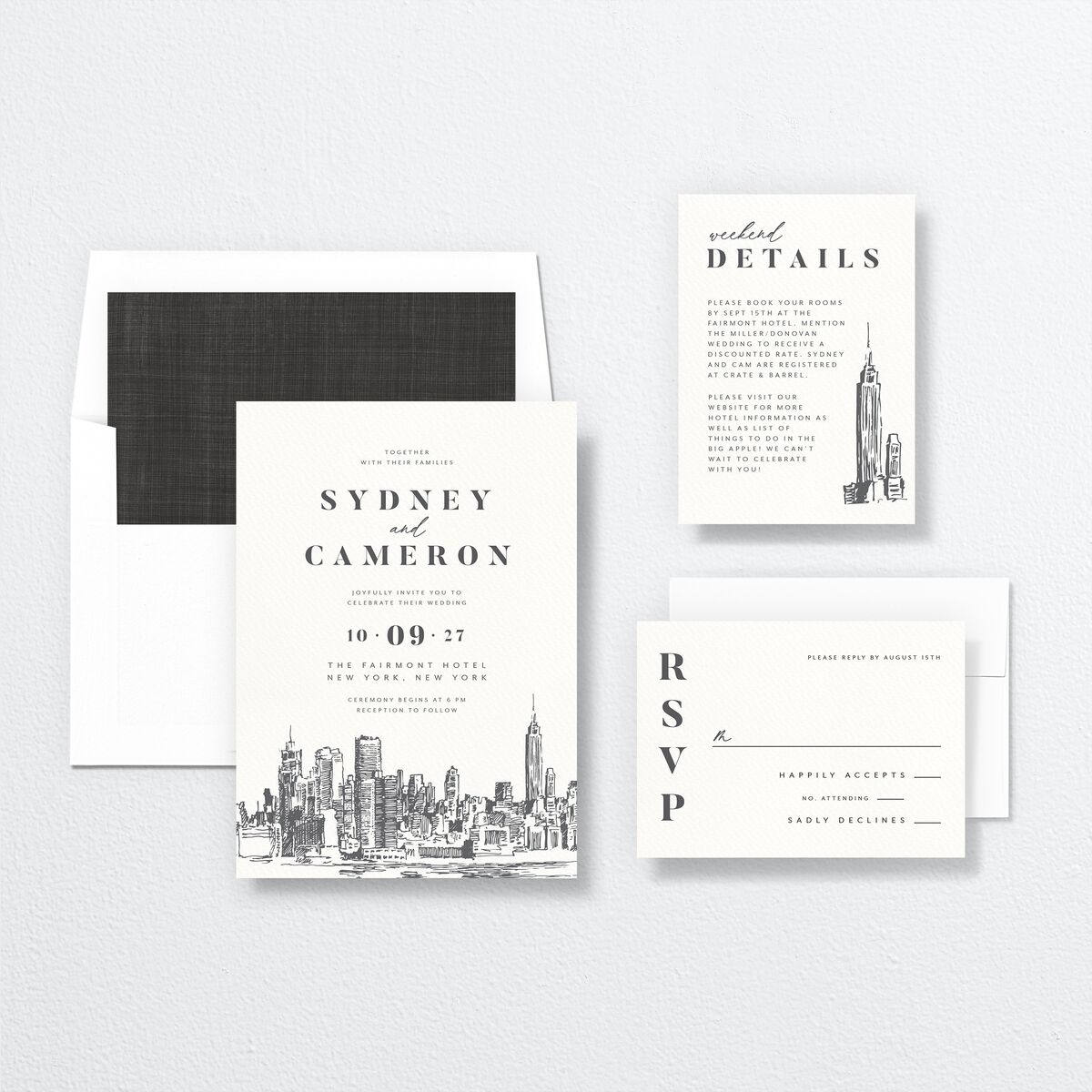 Love in NYC Wedding Invitations Medieval Grey Signature No