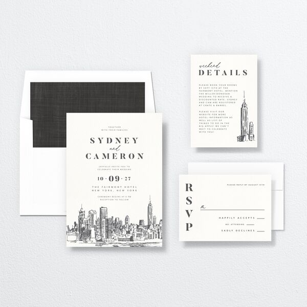 Love in NYC Wedding Invitations Medieval Grey Signature No