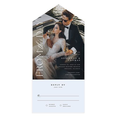 Classic Capture All-in-One Wedding Invitations Ocean Signature Light Both Recipient and Return Addresses No