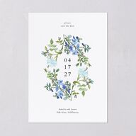 Minimal Floral Save The Date Cards Ocean Signature smooth Blank No Standard