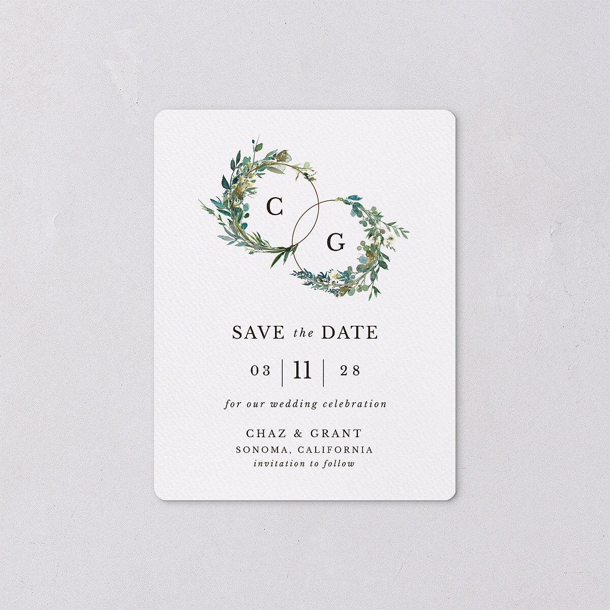 Leafy Hoops Save The Date Magnets — view 1