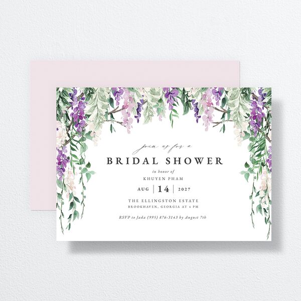 Romantic Wisteria Bridal Shower Invitations Purple Petal Signature Standard