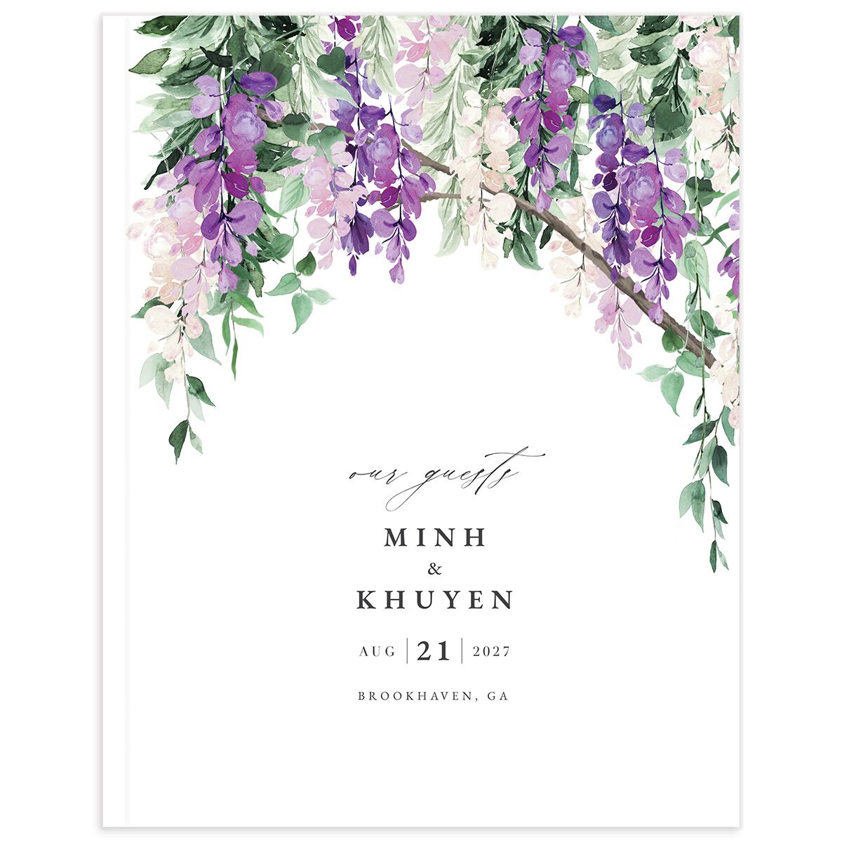 Romantic Wisteria Wedding Guest Book