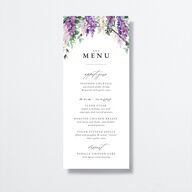 Romantic Wisteria Menus Purple Petal Signature