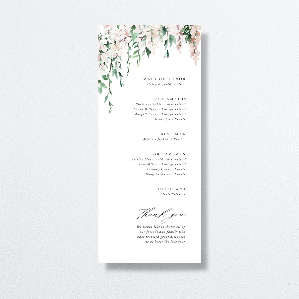 Romantic Wisteria Wedding Programs Pink Cotton Signature