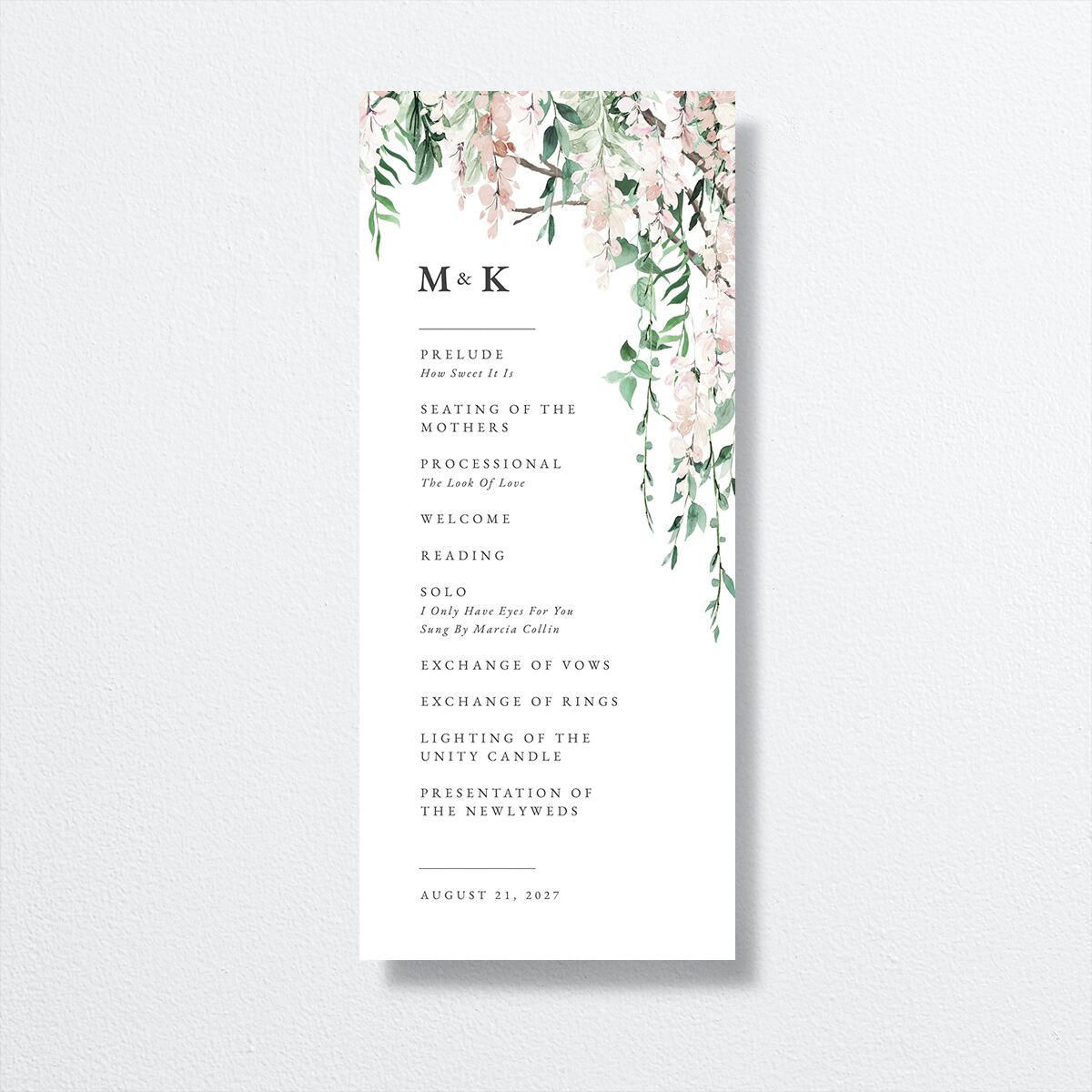 Romantic Wisteria Wedding Programs Pink Cotton Signature