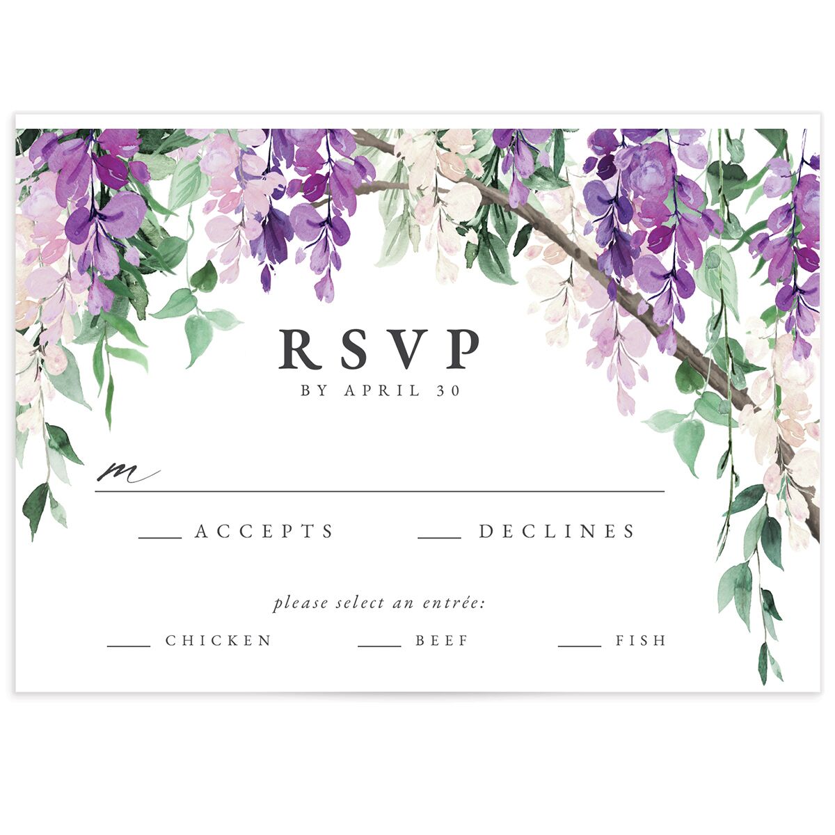 Romantic Wisteria Wedding Response Cards
