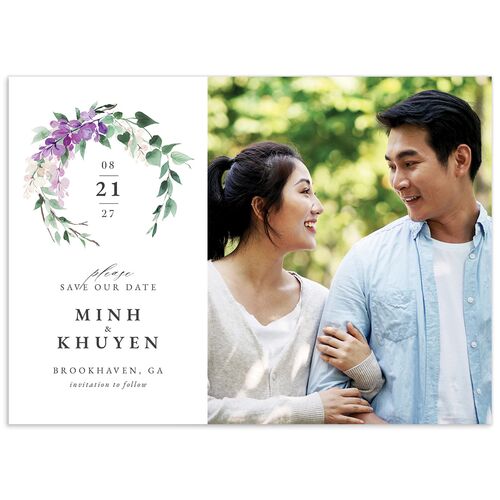 Romantic Wisteria Save The Date Cards Purple Petal Signature smooth No Standard