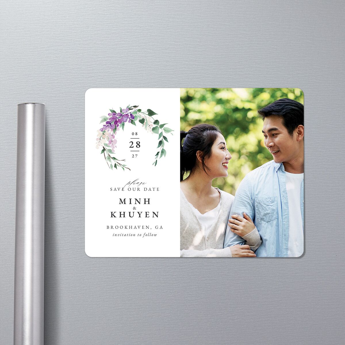 Romantic Wisteria Save The Date Magnets Purple Petal Magnet Paper
