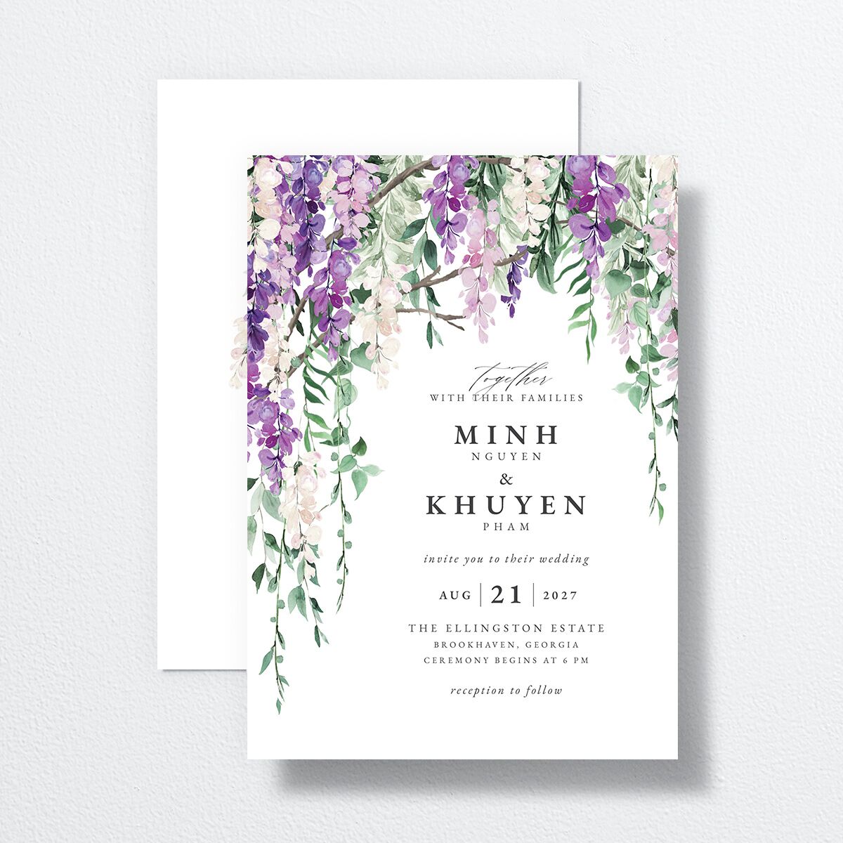Romantic Wisteria Wedding Invitations Purple Petal Signature No Standard
