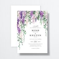 Romantic Wisteria Wedding Invitations Purple Petal Signature No Standard