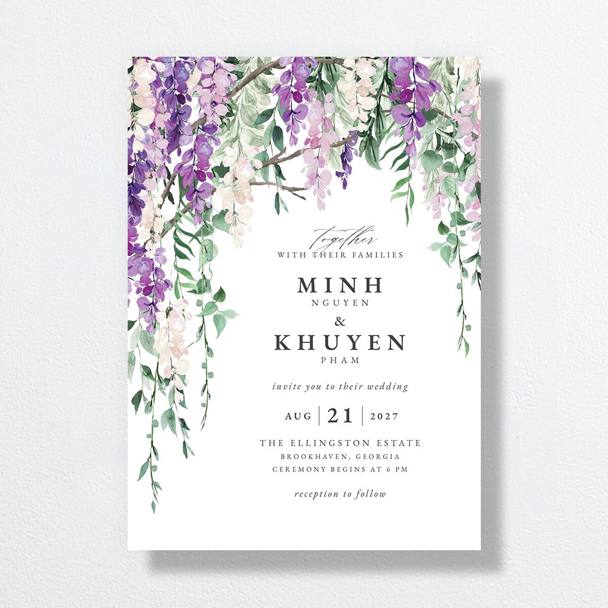Romantic Wisteria Wedding Invitations Purple Petal Signature No Standard