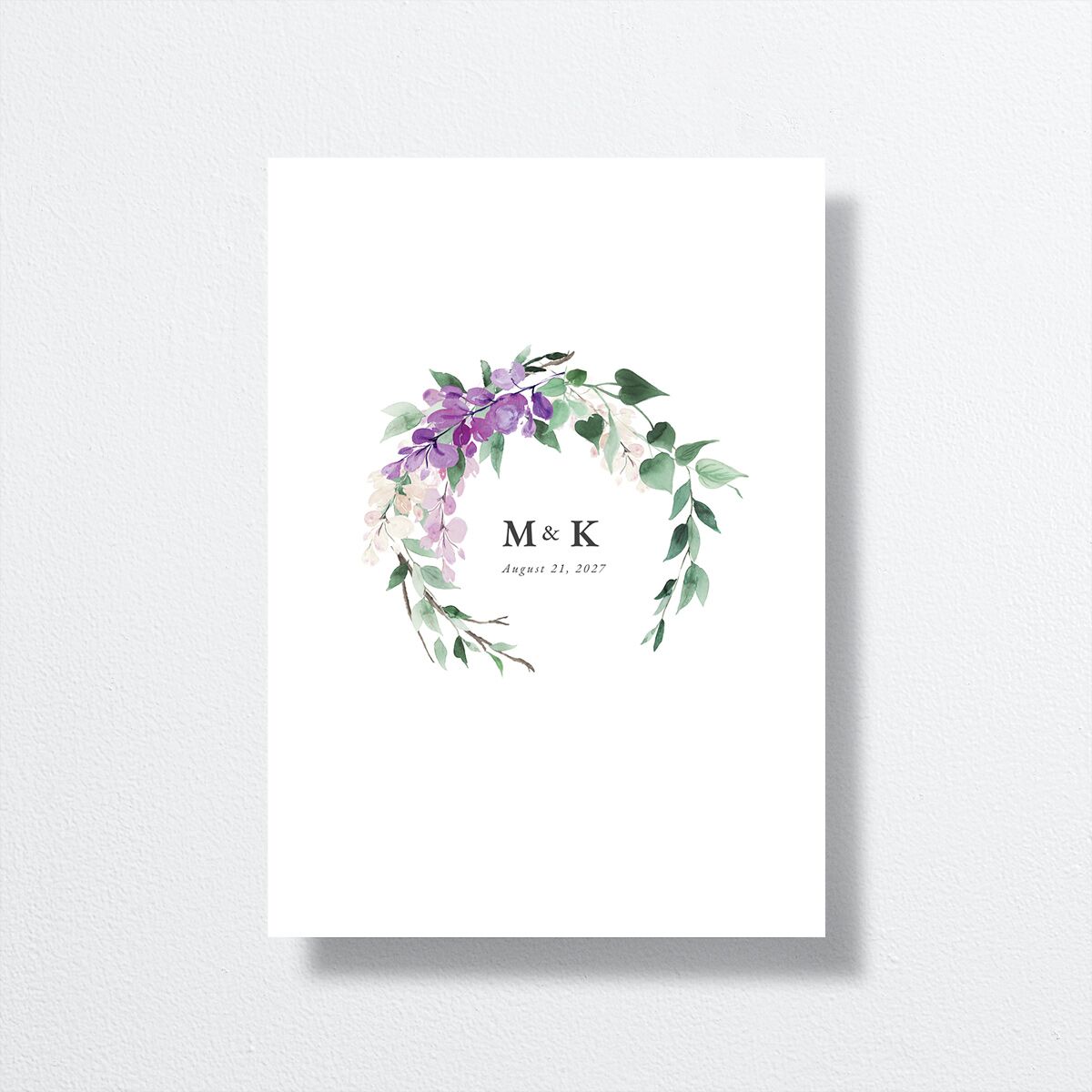 Romantic Wisteria Wedding Invitations back in purple