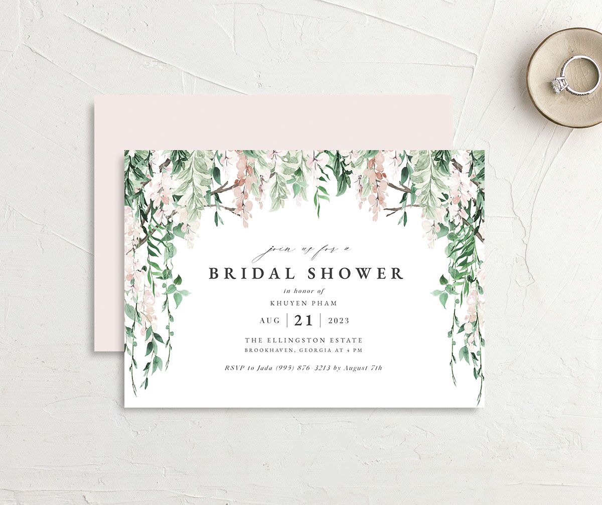 Enchanting Wisteria Bridal Shower Invitations front-and-back