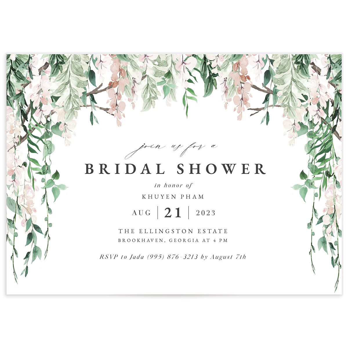 Enchanting Wisteria Bridal Shower Invitations