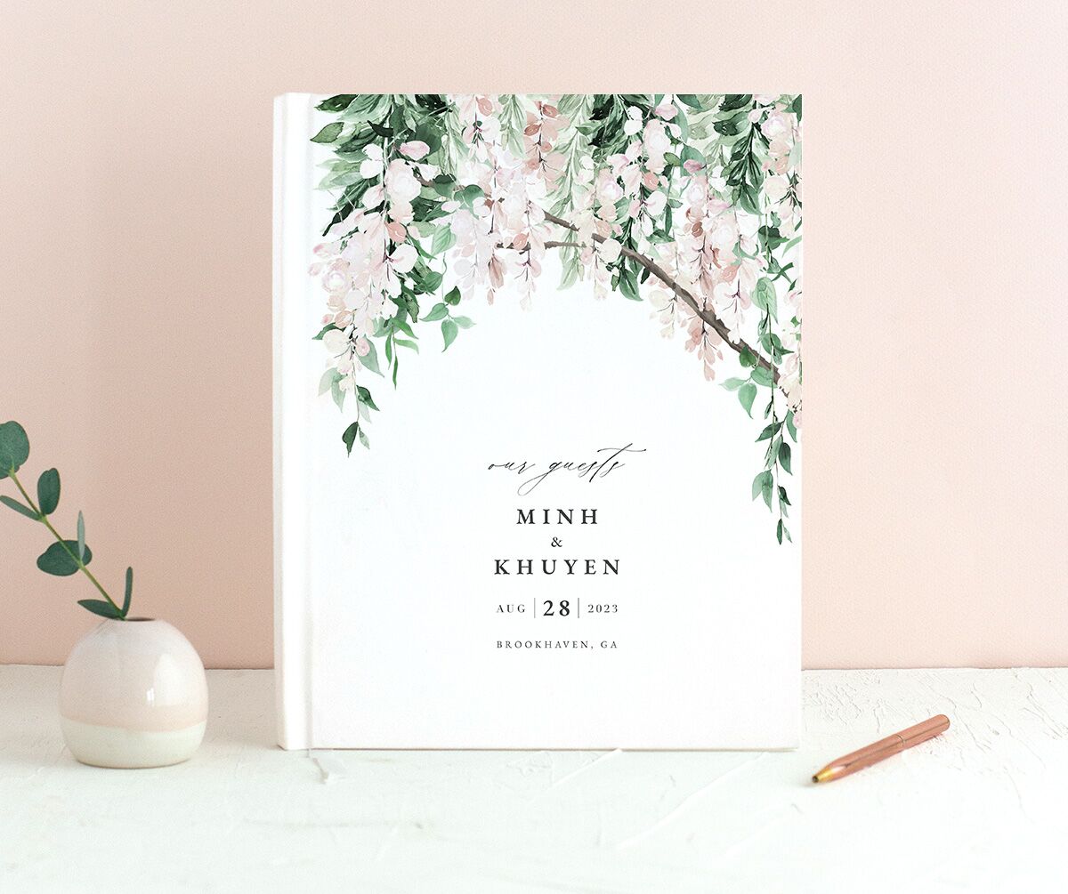 Enchanting Wisteria Wedding Guest Book front