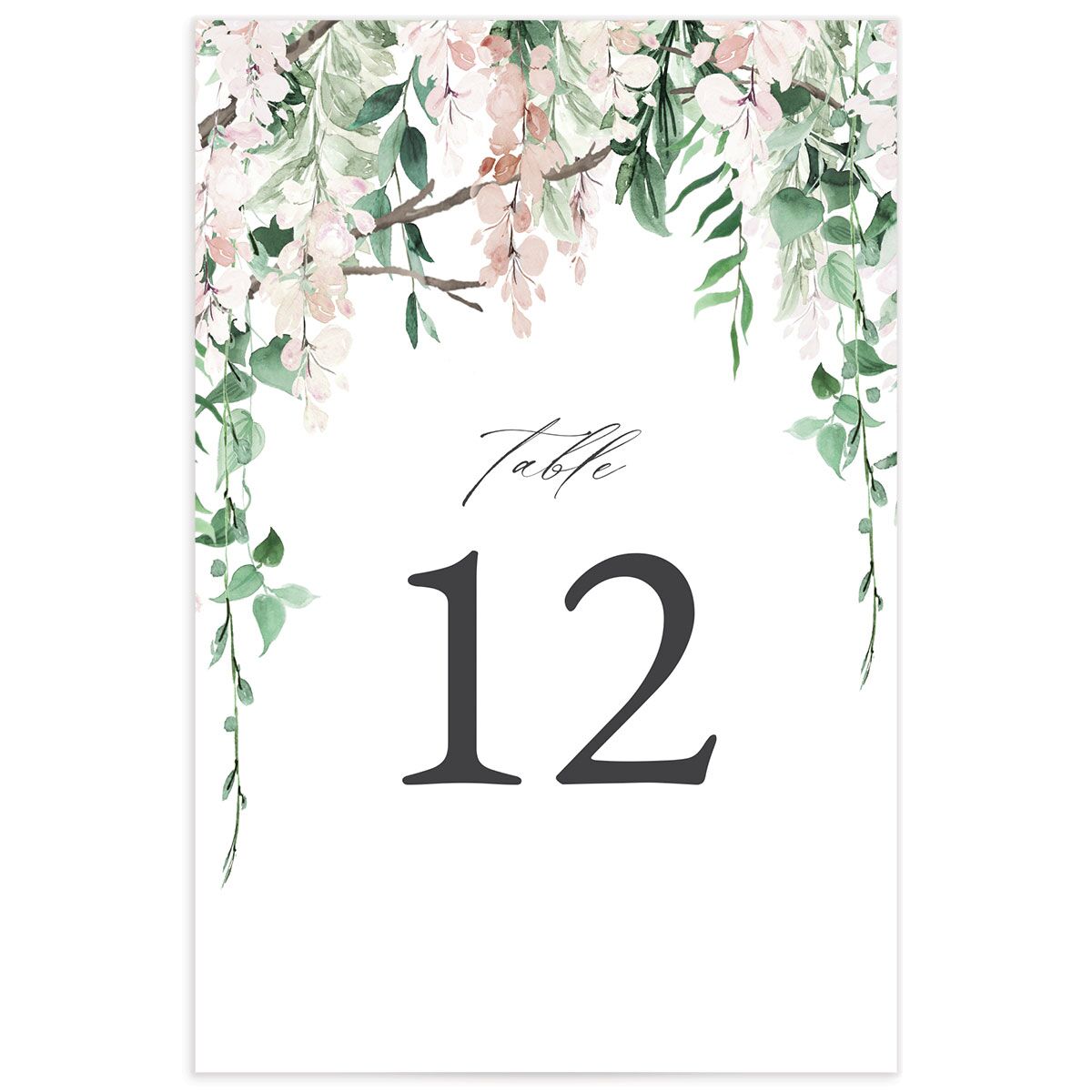 Enchanting Wisteria Table Numbers front in pink