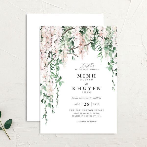Enchanting Wisteria Wedding Invitations Rose Pink Signature No