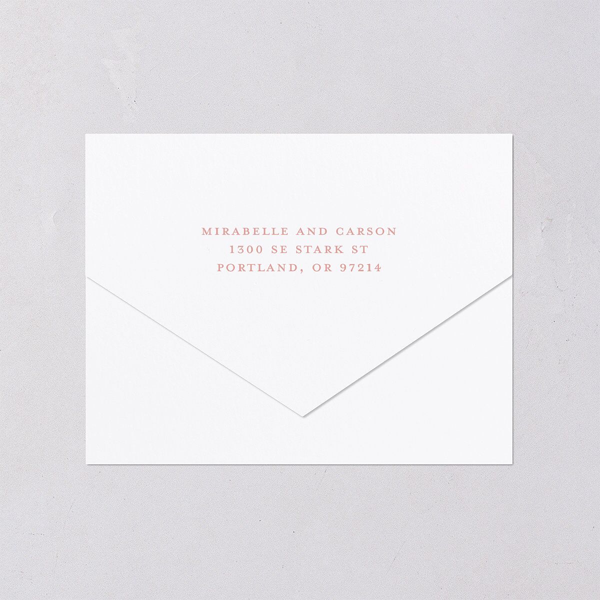 Maximalist Floral Crest All-in-One Wedding Invitations Pink Cotton Signature Light Both Recipient and Return Addresses No