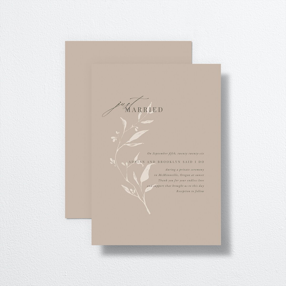 Rustic Minimal Change the Date Cards front-and-back in Cream