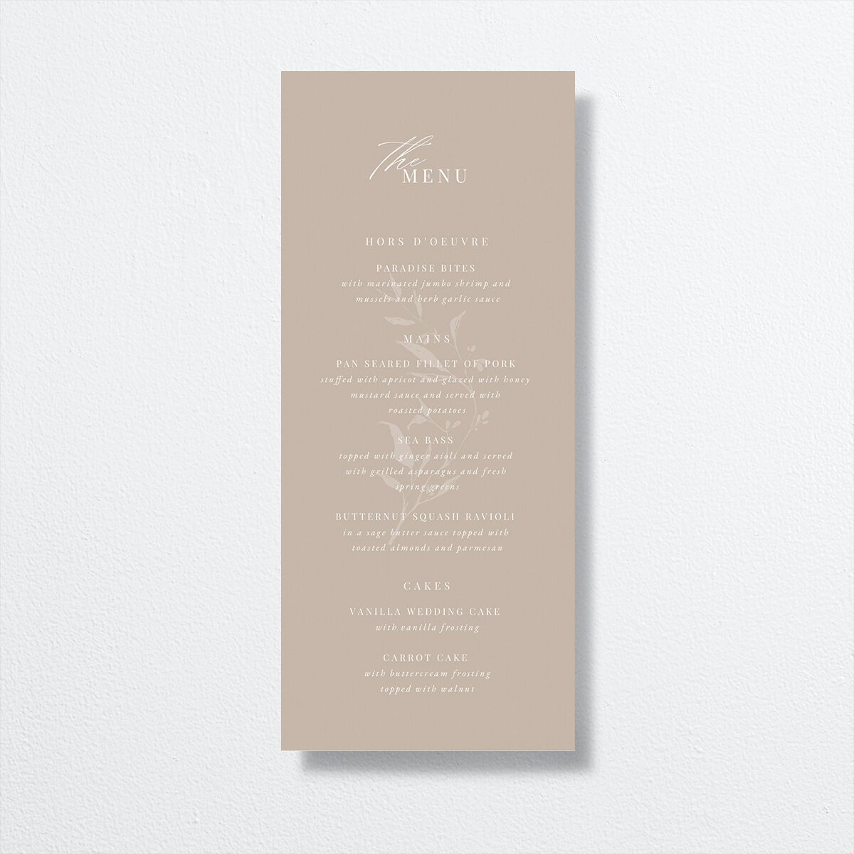 Rustic Minimal Menus front