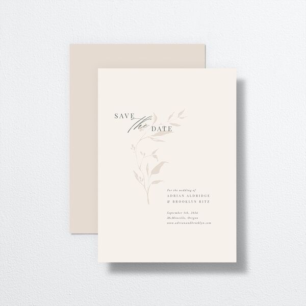 Rustic Minimal Save The Date Cards front-and-back in Cream