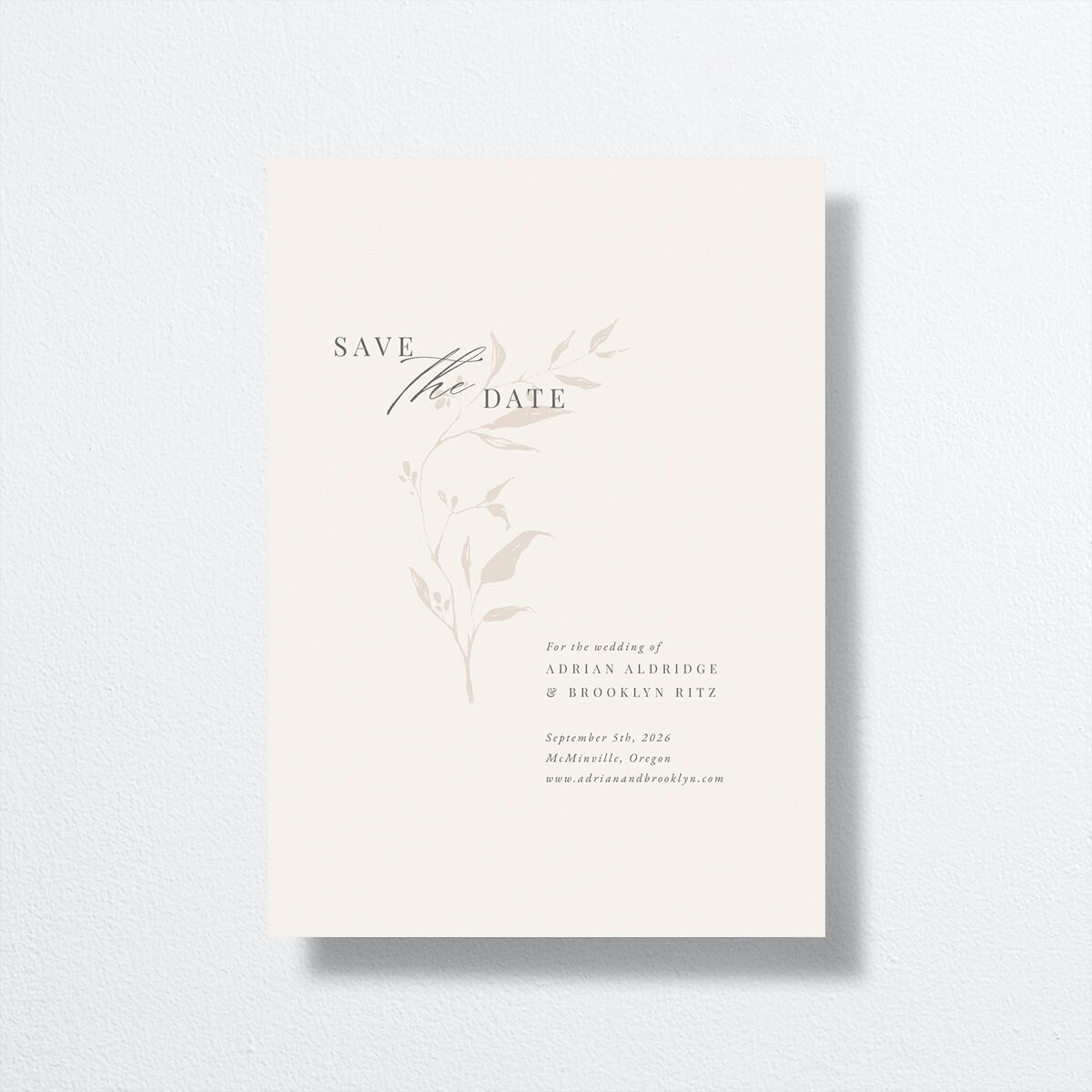 Rustic Minimal Save The Date Cards front in cream