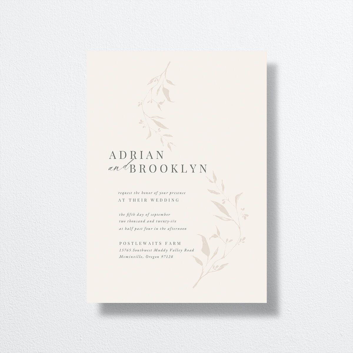 Rustic Minimal Wedding Invitations Champagne Signature No
