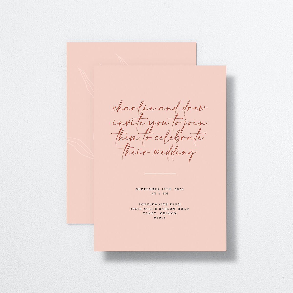 Romantic Bohemian Wedding Invitations front-and-back