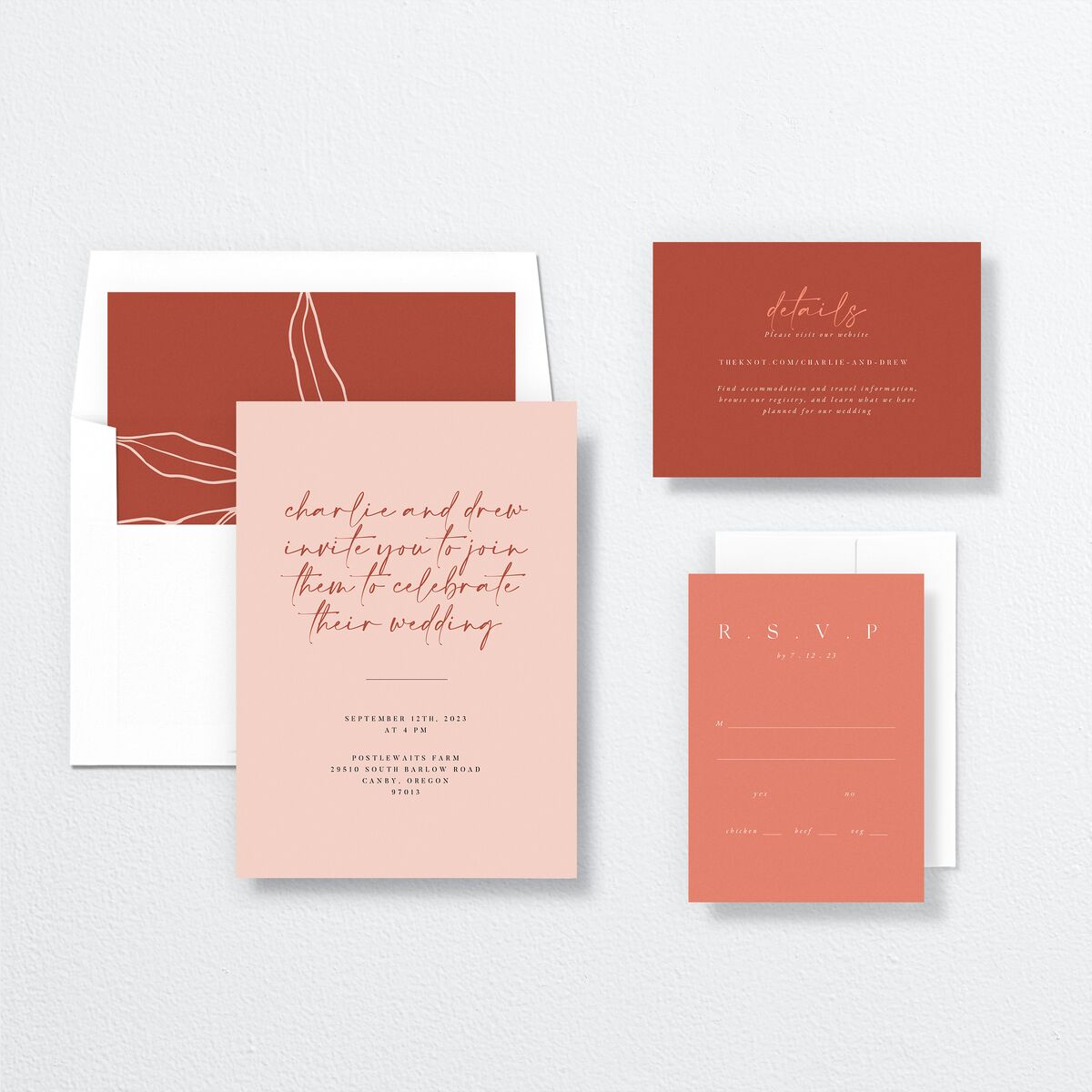 Romantic Bohemian Wedding Invitations suite