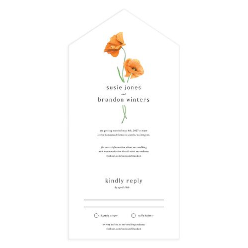 Wild Poppies All-in-One Wedding Invitations Burnt Orange Signature Light Both Recipient and Return Addresses No