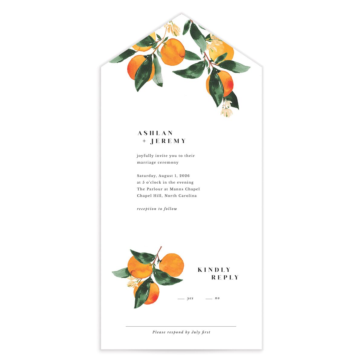 Orange Citrus All-in-One Wedding Invitations