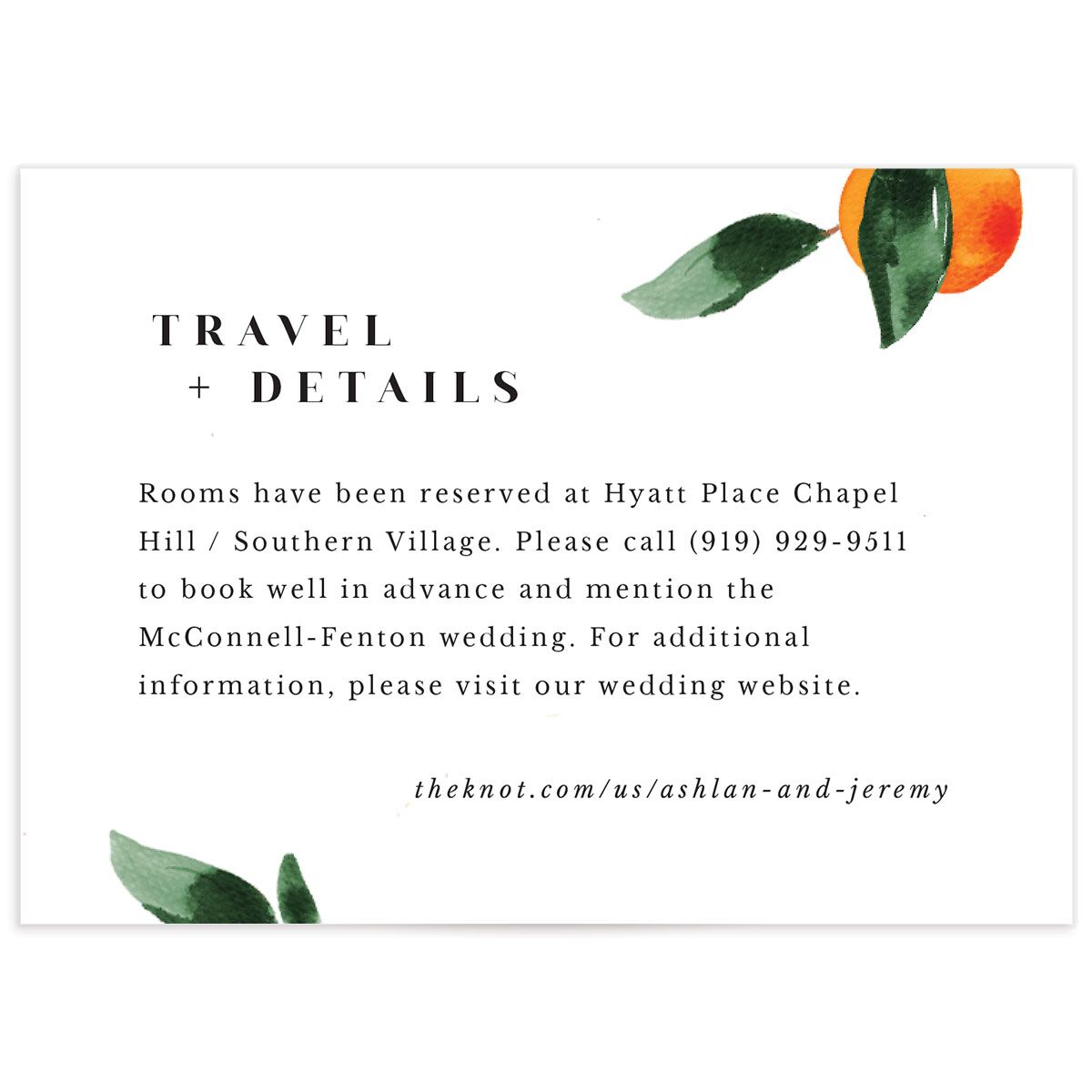 Orange Citrus Wedding Enclosure Cards